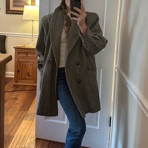 Vintage Women’s Wool Noble Fashions Herringbone Coat with Shoulder Pads